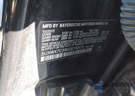 2016 BMW X3 xDrive35I from USA, damaged, VIN 5UXWX7C59G0S16573